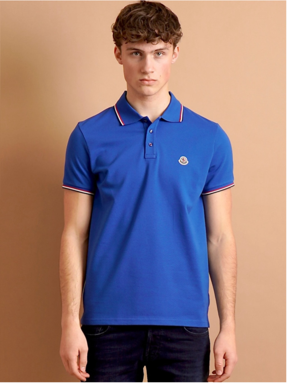 Moncler Classic Logo Polo Shirt in Blue Size XL